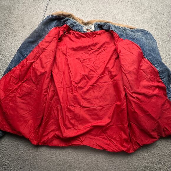 Vintage Marithé François Girbaud Denim Button Chore Coat Mens Large Lined Red - Picture 11 of 14